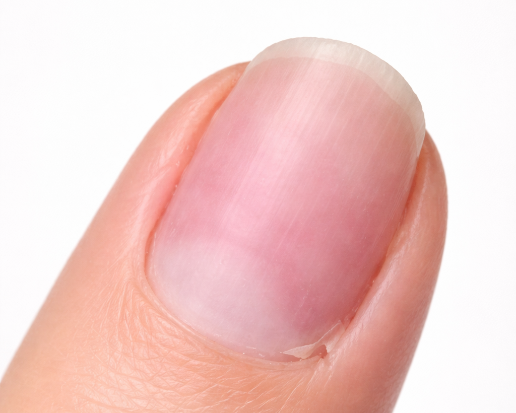 Weak nails, that are flexible, thin, and fragile. Nails that bend easily when pressed, tear or break with minimal effort.